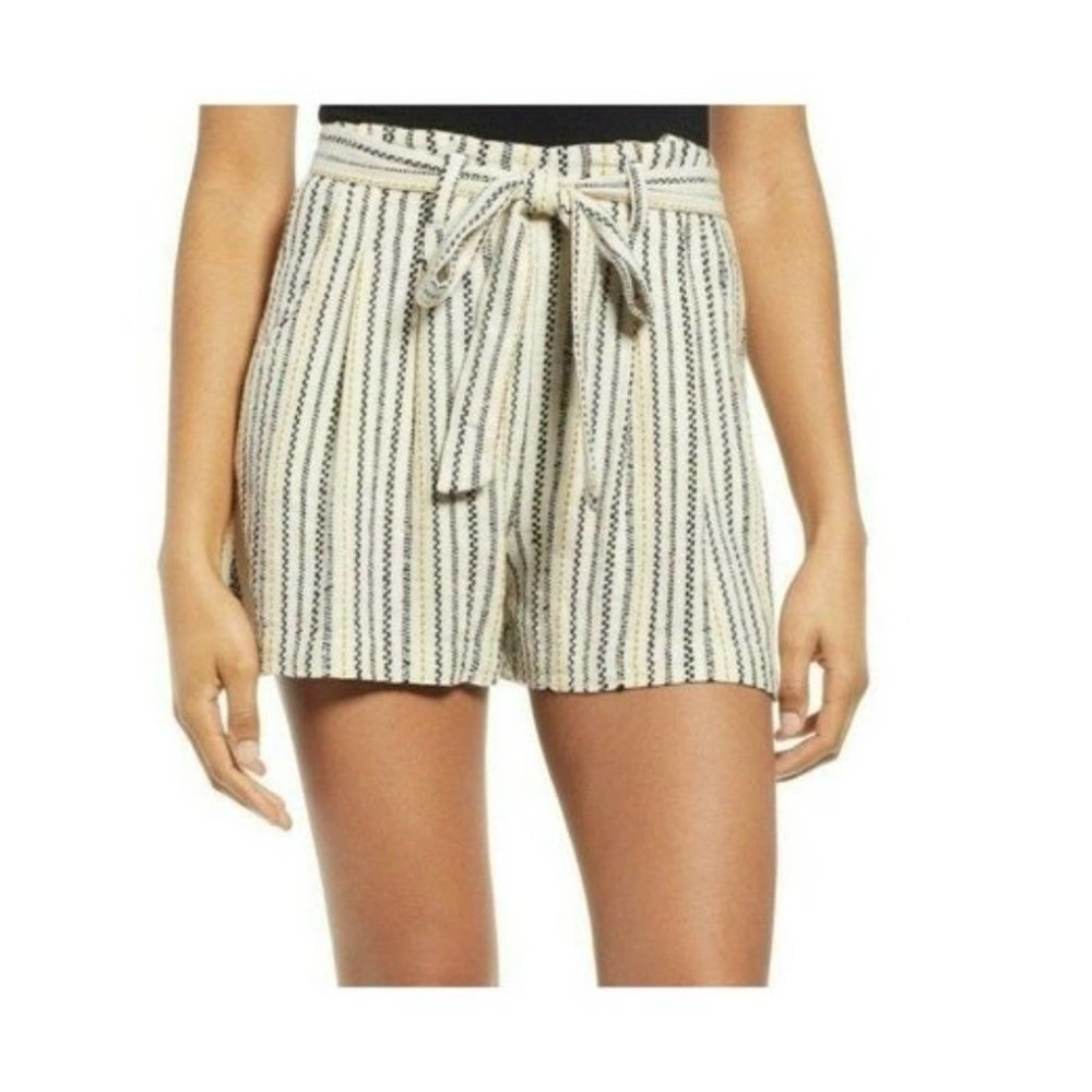 BP. Striped Paperbag Waist Tie Linen Shorts XS 2952